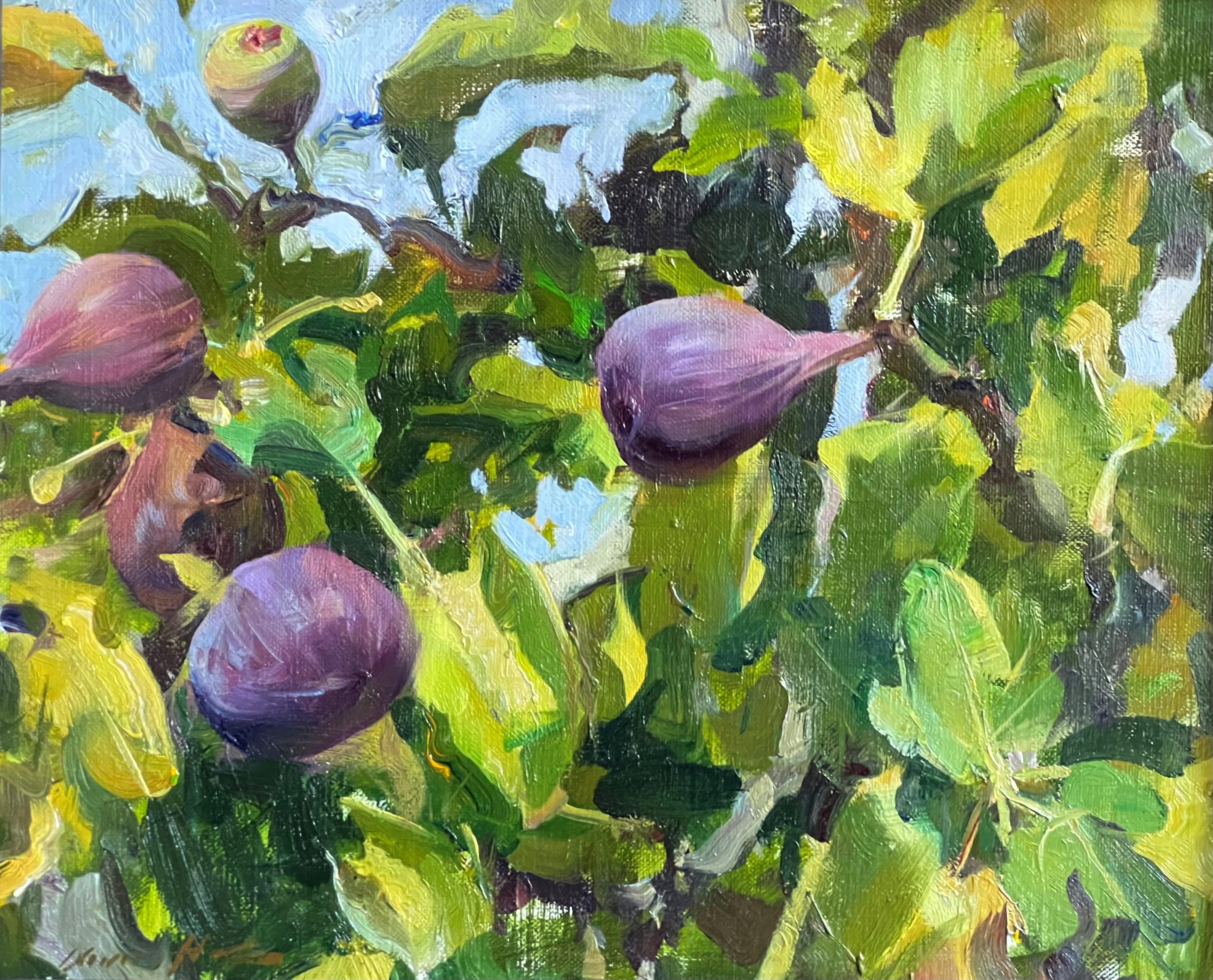 Higos", de Quang Ho (EE.UU.), es un óleo sobre tabla que representa higos creciendo en un árbol de exuberante follaje verde. 

Sobre el artista:
Quang Ho nació el 30 de abril de 1963 en Hue, Vietnam. He Immigrated to the United States in 1975 and is