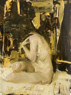 "Figure in Gold Abstraction", Oil Painting