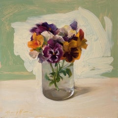 "Glass of Pansies" (2023) By Quang Ho, Original Oil Still-Life Painting