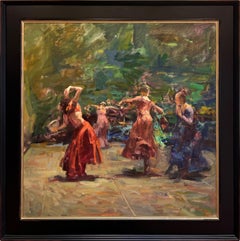 « Danse gitannique » (2025) par Quang Ho, peinture à l'huile originale, danseurs