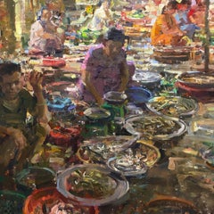 Hue Fish Market, Oil Painting