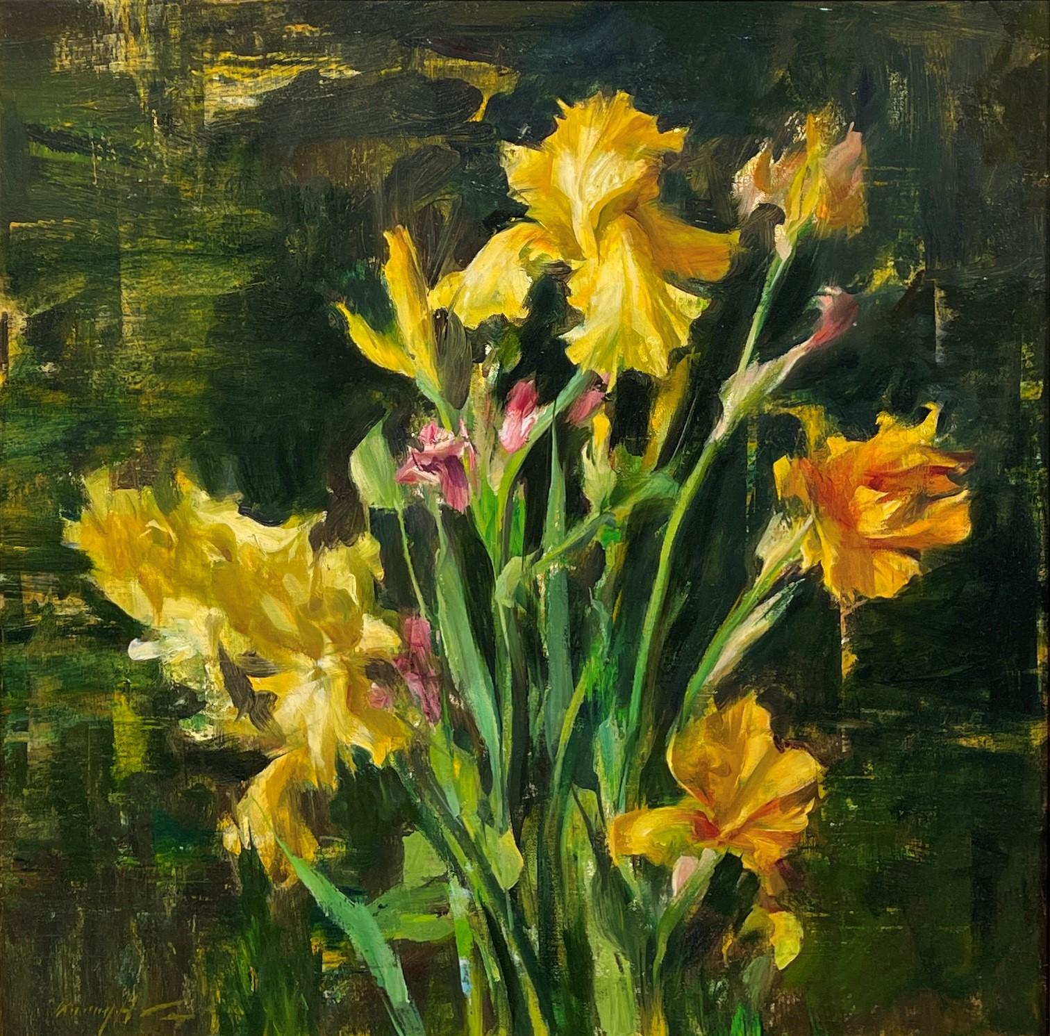 Quang Ho Still-Life Painting - Irises, Oil Painting