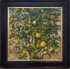 "Albero di limoni" (2025) di Quang Ho, pittura originale ad olio di natura morta