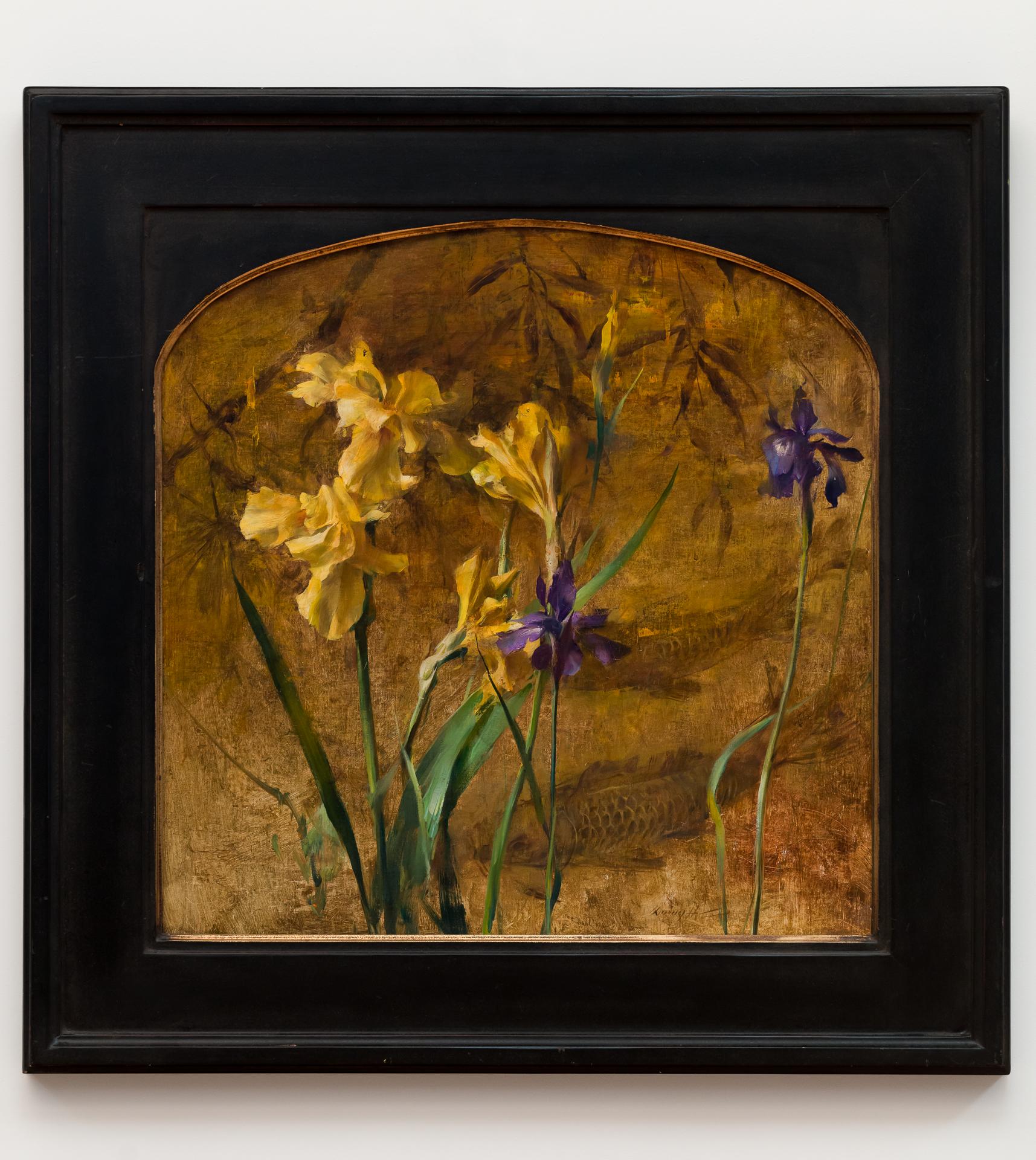 "Iris orientali" (2024) di Quang Ho, pittura floreale ad olio originale