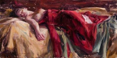 Reclining Figure with Red Silk, Oil Painting