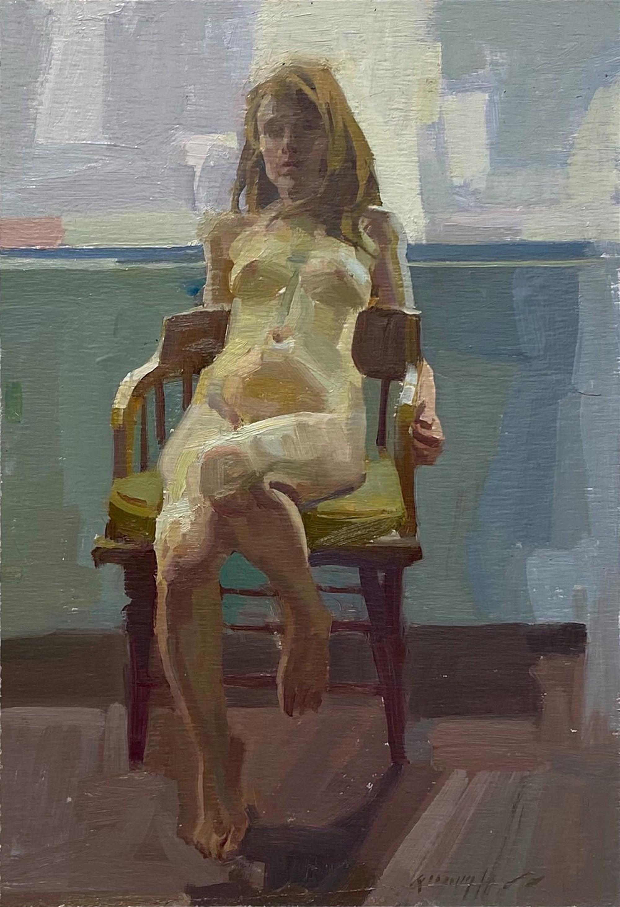 Quang Ho Interior Painting - Seated, Oil Painting