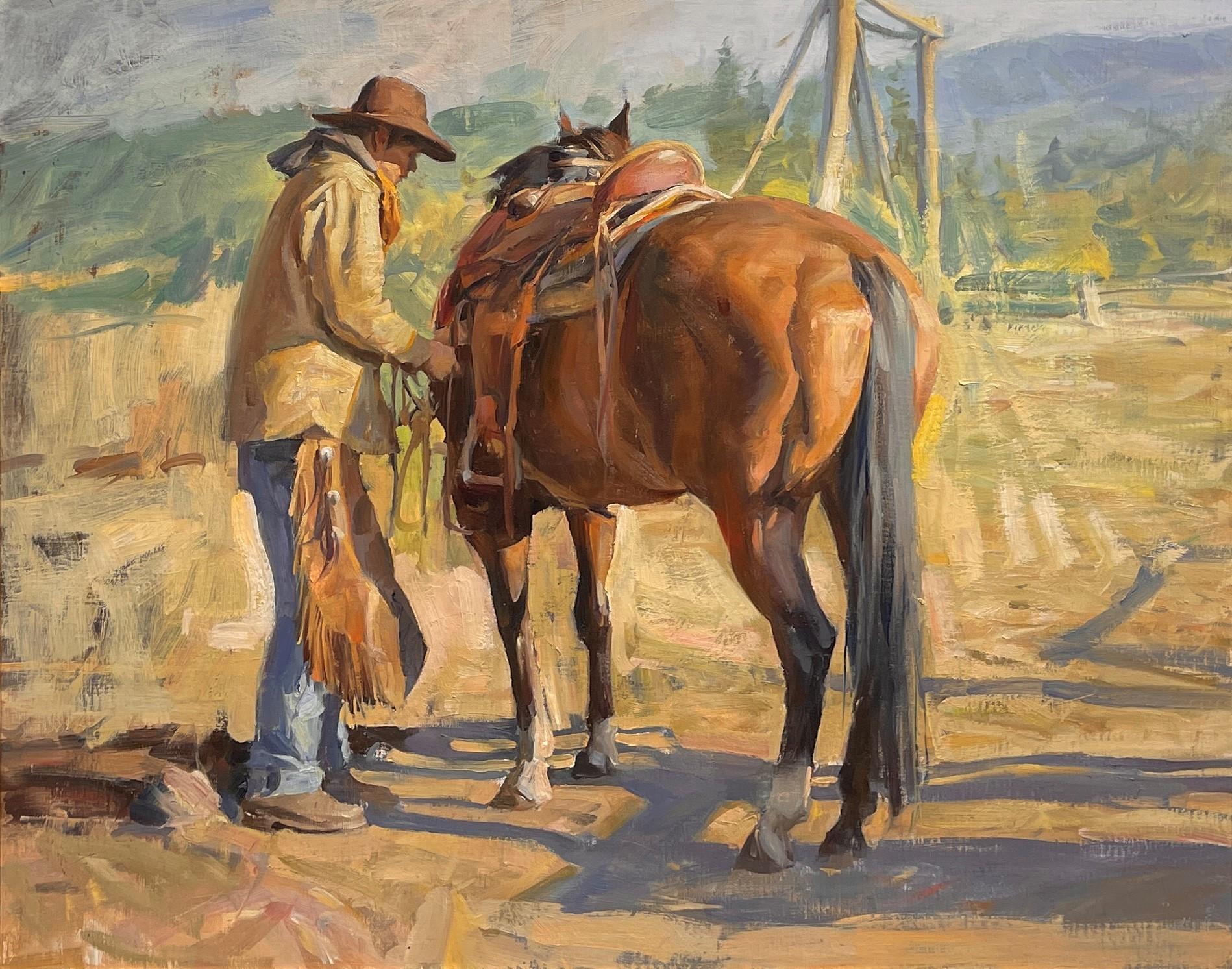 Quang Ho Landscape Painting - Young Cowboy, Oil Painting
