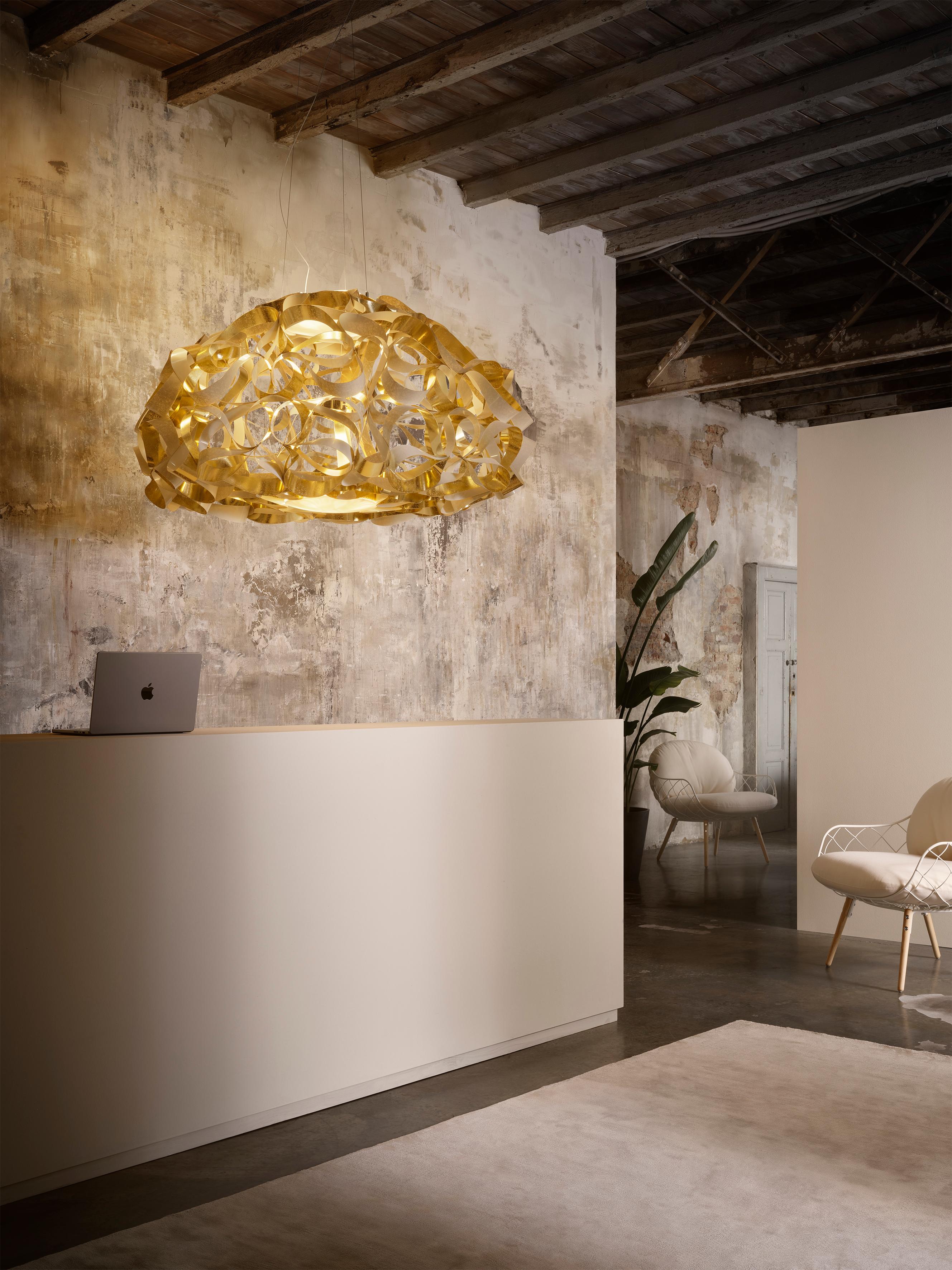 Moderno QUANTICA 120 - Suspension - GOLD - DESIGN BY ADRIANO RACHELE in vendita