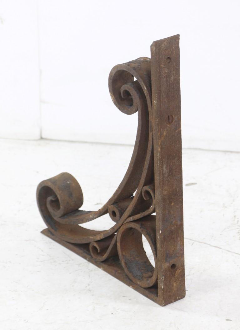 Quantity Avail. Antique Wrought Iron, Swirl Bracket Hand Forged In Good Condition In New York, NY