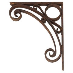 Quantity Avail. Antique Wrought Iron, Swirl Bracket Hand Forged