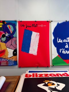 Quarez 14 Juillet Original Vintage Poster Rare French Poster Flag 1996