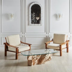 Tavolino in gesso 'Quarry' di Serge Roche per Sirmos, anni '70