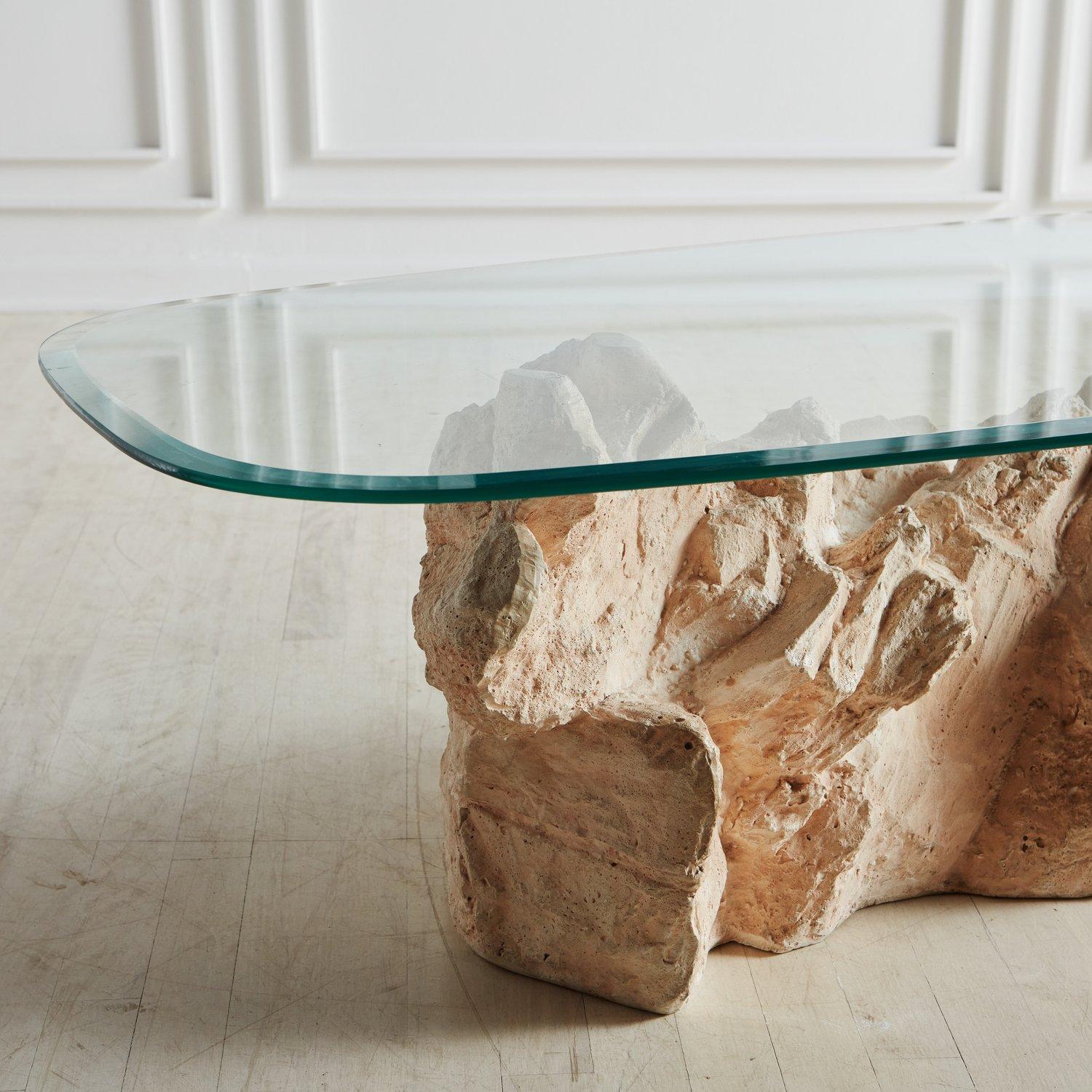'Quarry' Plaster Coffee Table by Serge Roche for Sirmos, 1970s 1