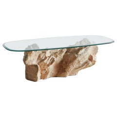 'Quarry' Plaster Coffee Table by Serge Roche for Sirmos, 1970s