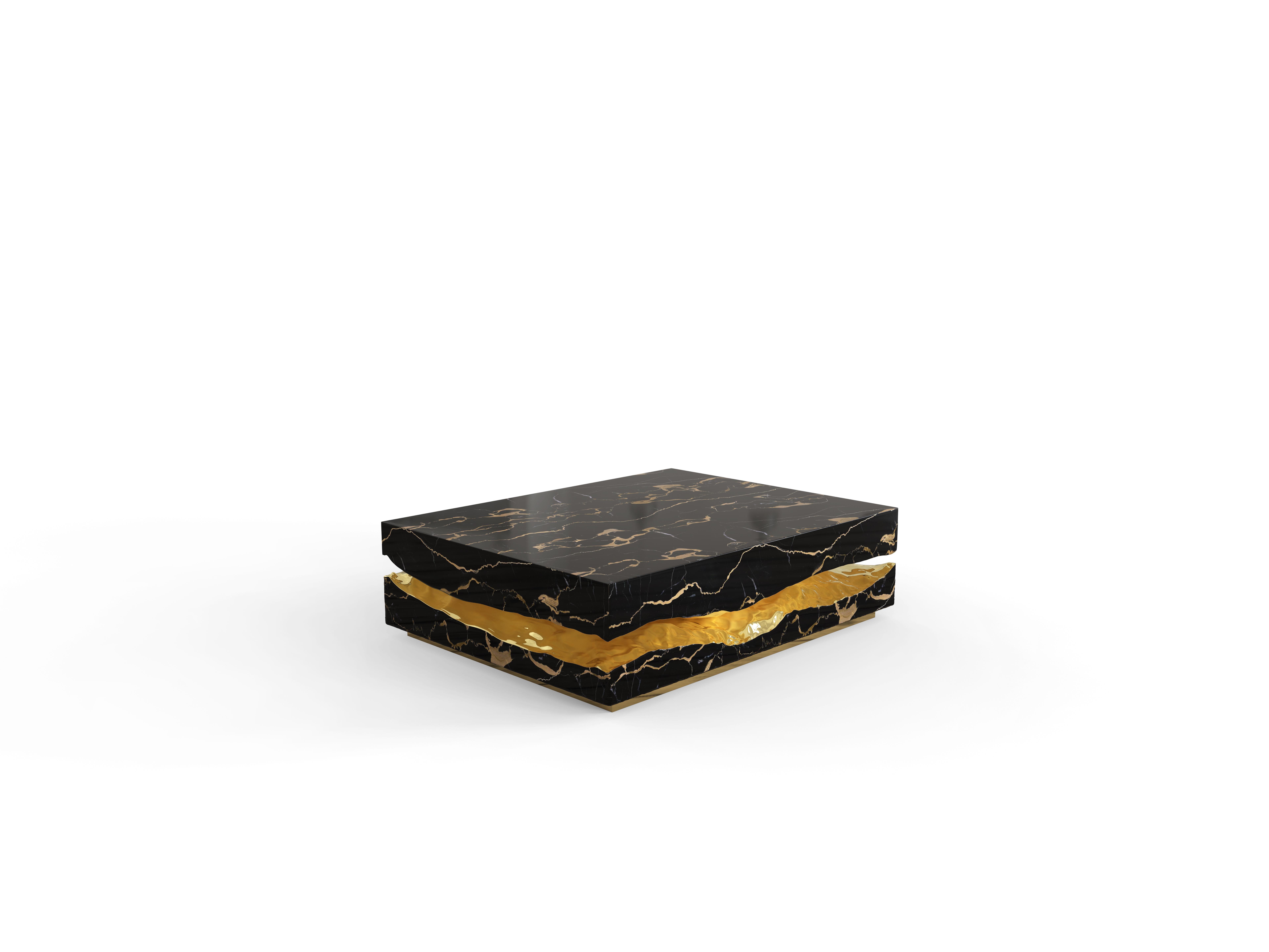 Metalwork Quarry Portoro Marble Center Table - Boca Do Lobo For Sale