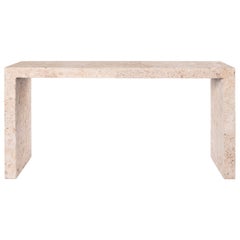 Quarry Rectangular Mactan Stone Console Table, Beige, 60 in L
