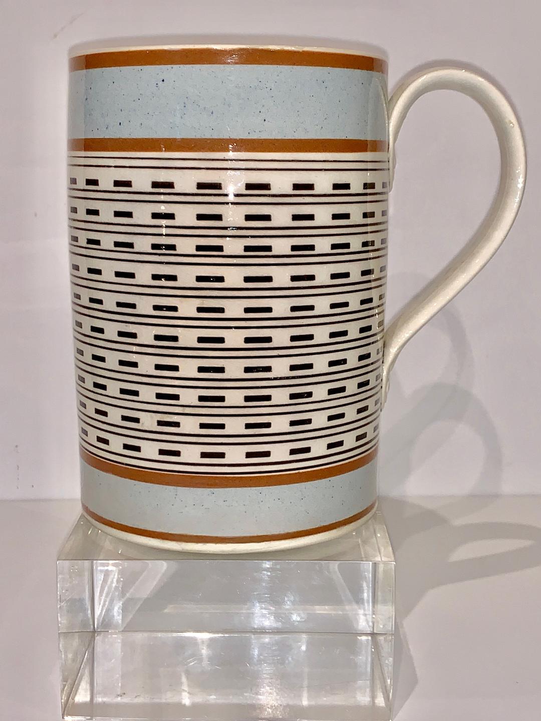 English Quart Size Mochaware Mug England, circa 1820