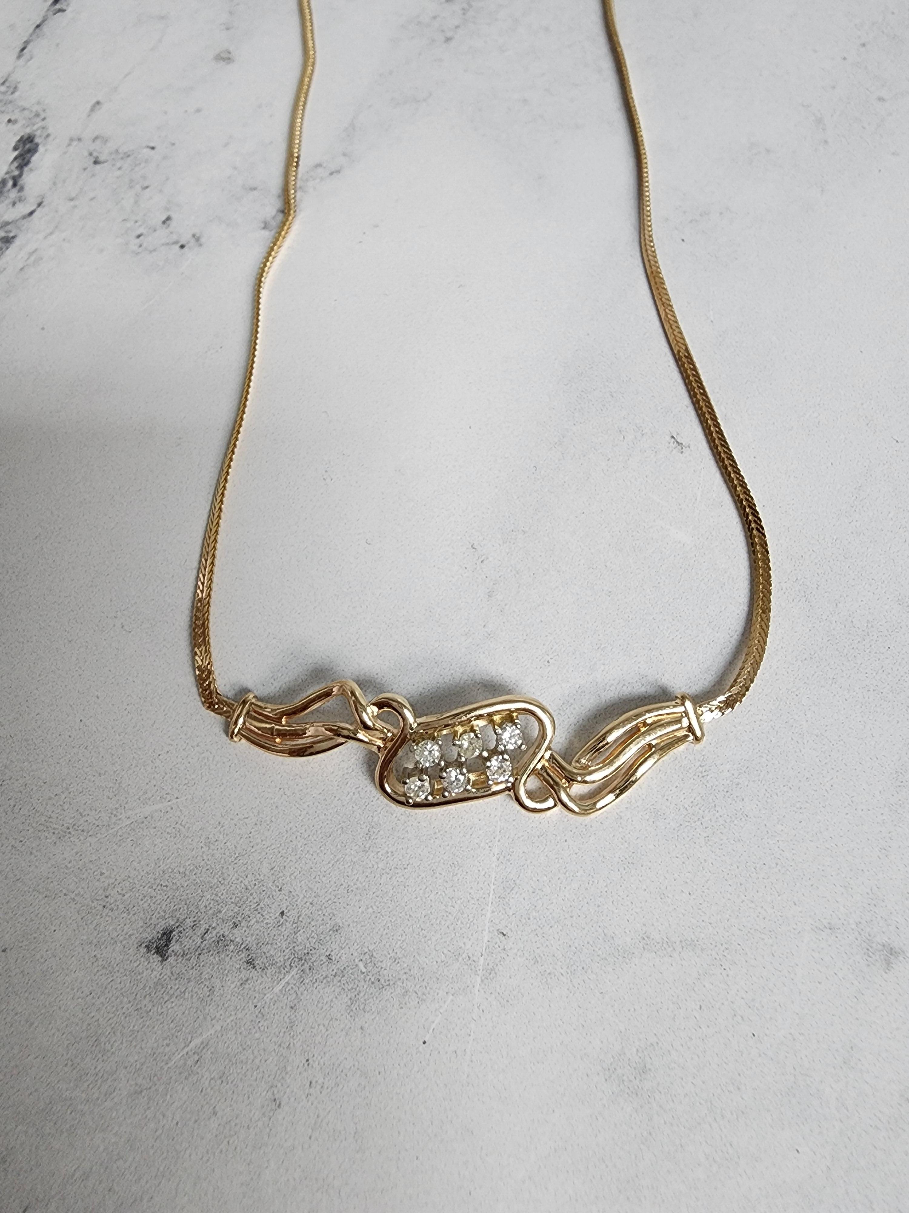 Collier de mariage en or jaune 14 carats avec diamants de quart de carat et chaîne de renard plate Neuf - En vente à Sugar Land, TX