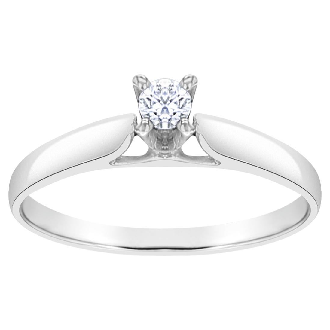 Bague de fiançailles en or blanc 14k avec diamant solitaire d'un quart de carat