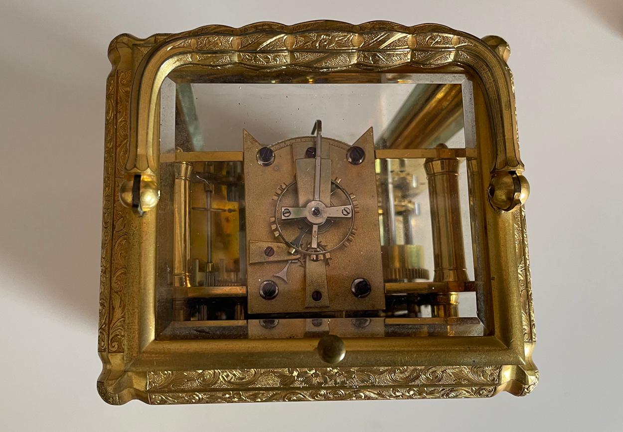 French Quarter Chiming Petite Sonnerie Carriage Clock, Goldsmiths Alliance, London For Sale