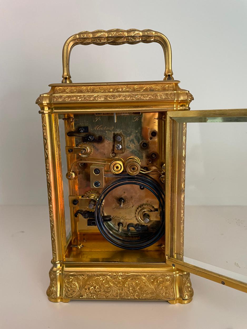 Quarter Chiming Petite Sonnerie Carriage Clock, Goldsmiths Alliance, London In Good Condition For Sale In Melbourne, Victoria