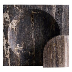 Quarter-Circle and Square Black Travertine Block Sconce by Henry Wilson