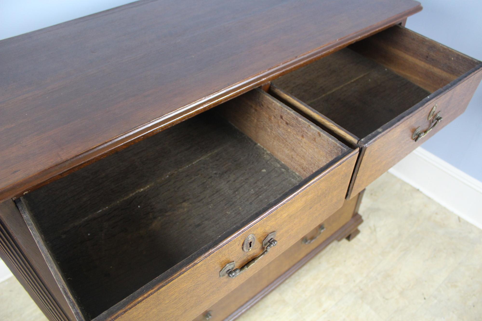 Quarter Column Oak Chest of Drawers with Original Handles For Sale 3