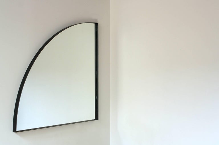 Quarter, Handmade Contemporary Mirror in Blackened Steel For Sale at