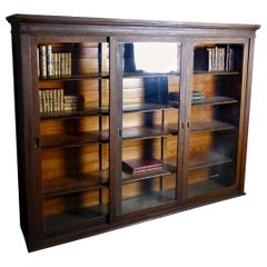 Quarter Sawn Dark Oak Library Cabinet, circa 1890 