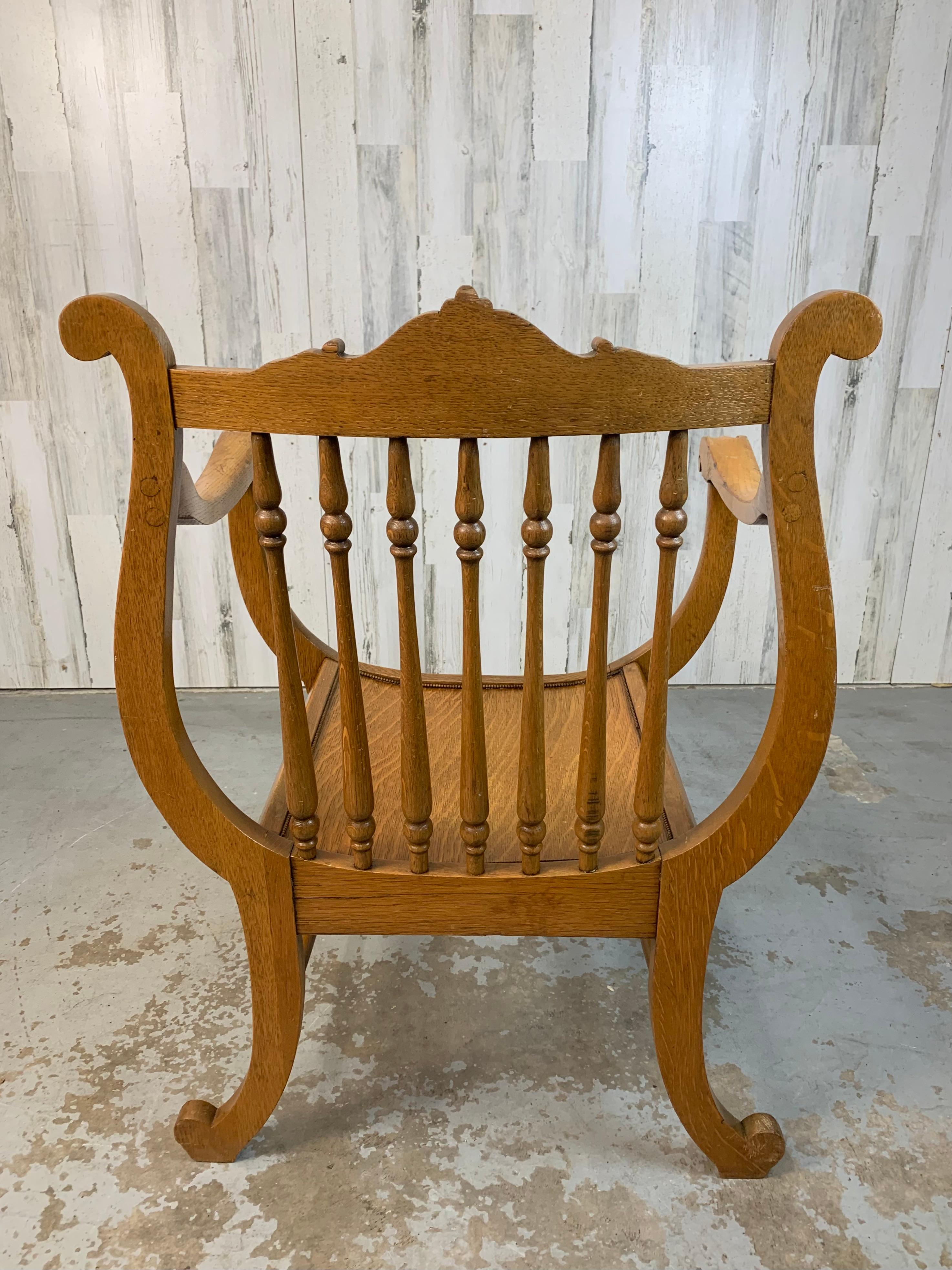 19th Century Quarter Sawn Oak Dante Chair For Sale