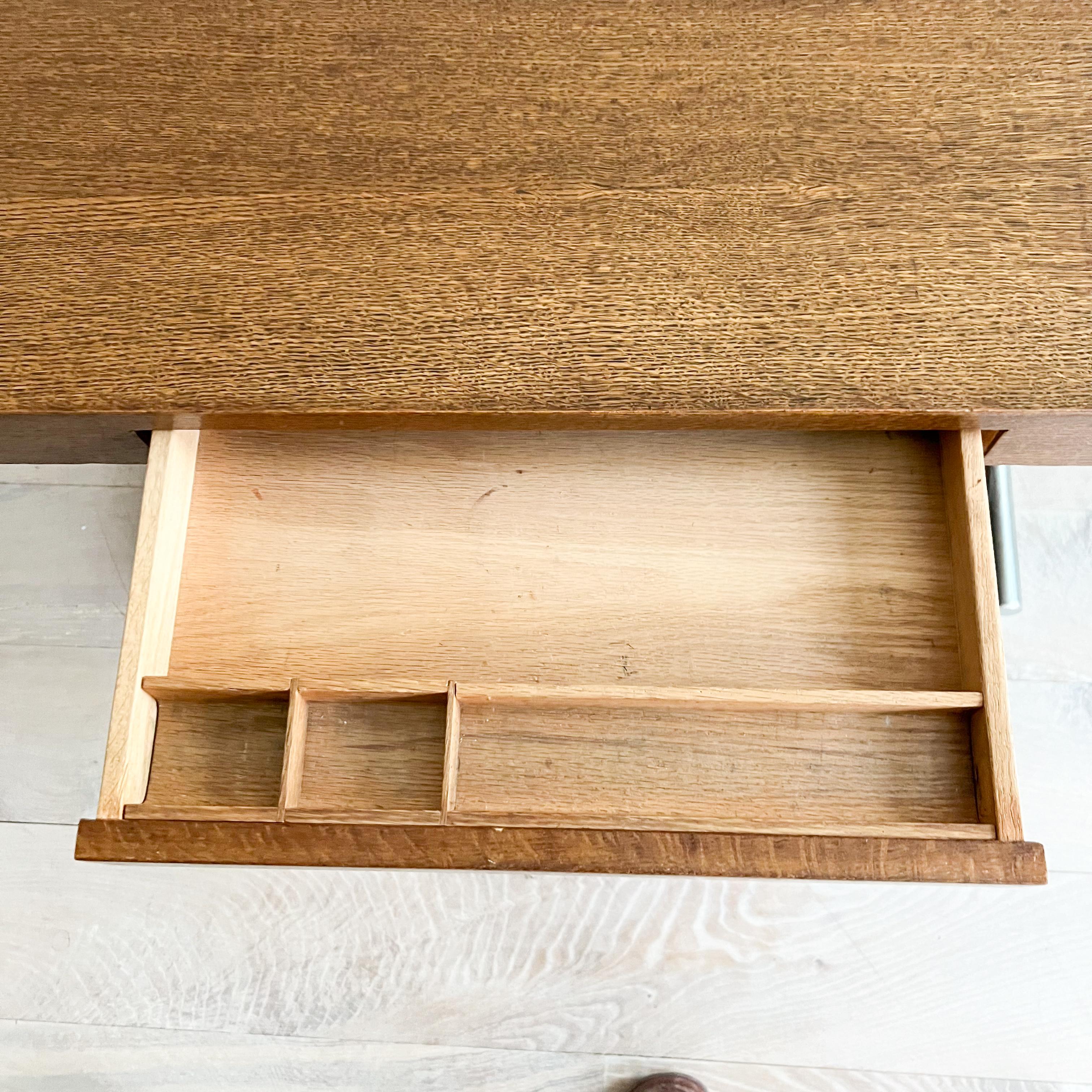 Quarter Sawn Oak Desk w/ Chrome Base by Hans Eichenberger for Stendig 5