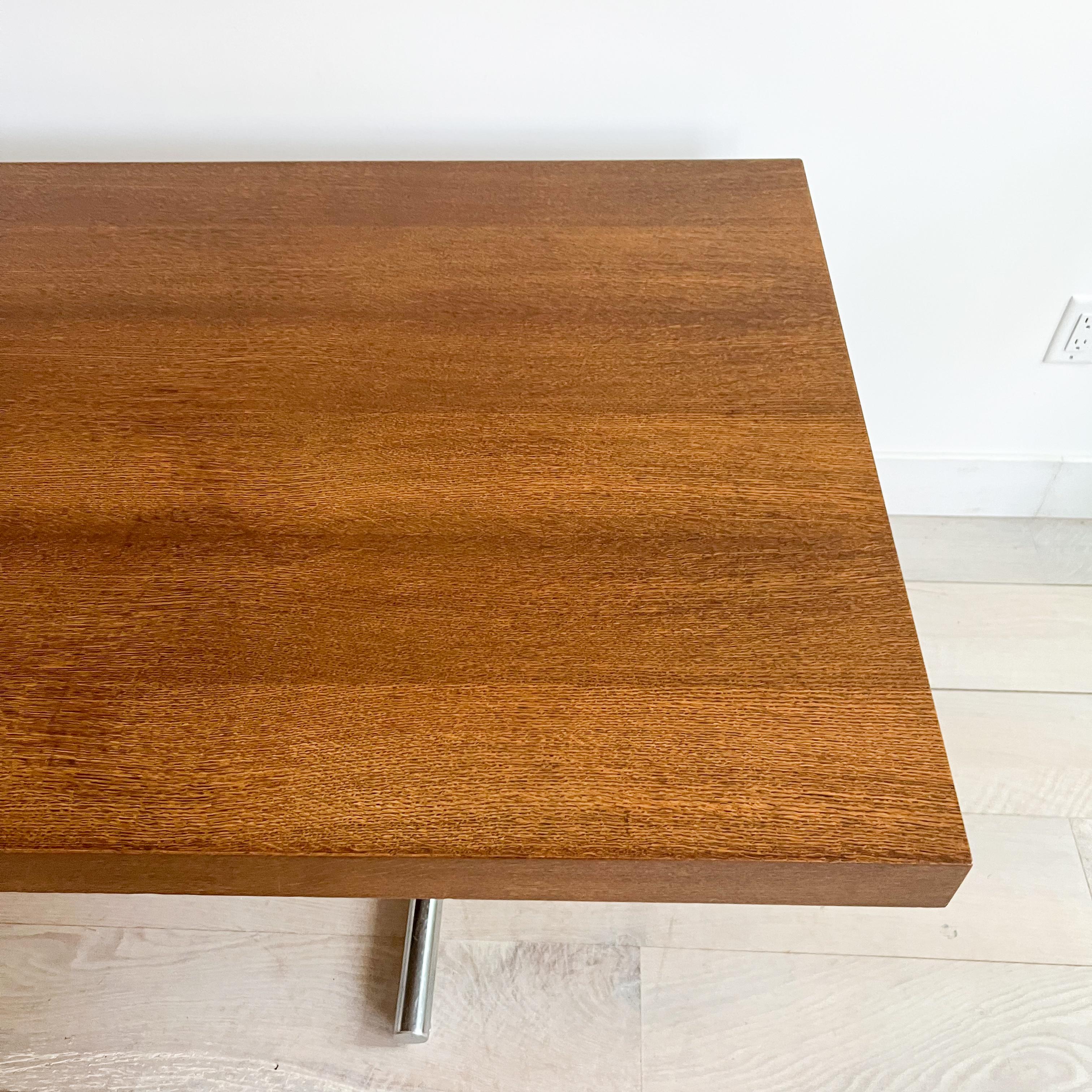 Quarter Sawn Oak Desk w/ Chrome Base by Hans Eichenberger for Stendig 1