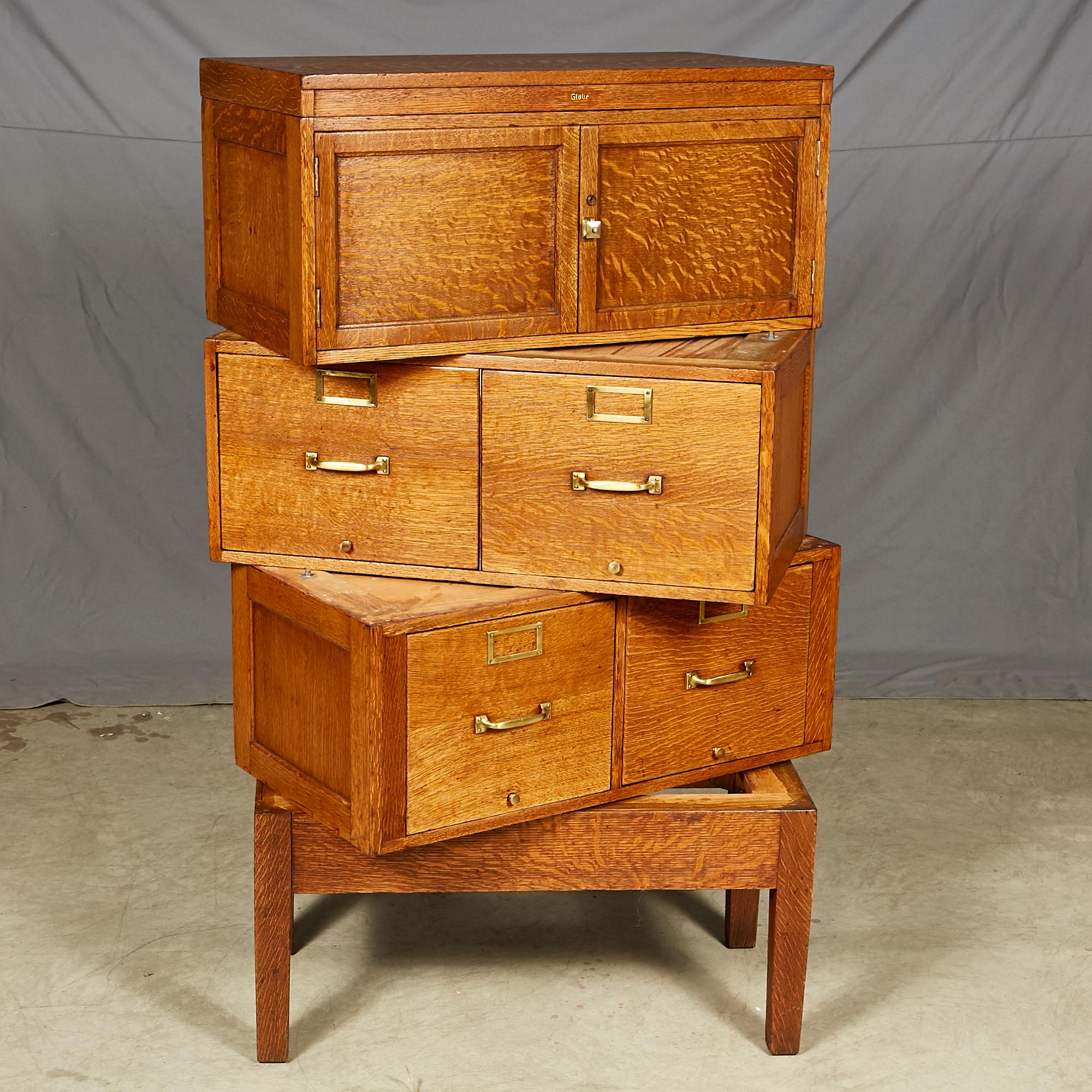 20th Century Quarter-Sawn Oak Globe File Cabinet