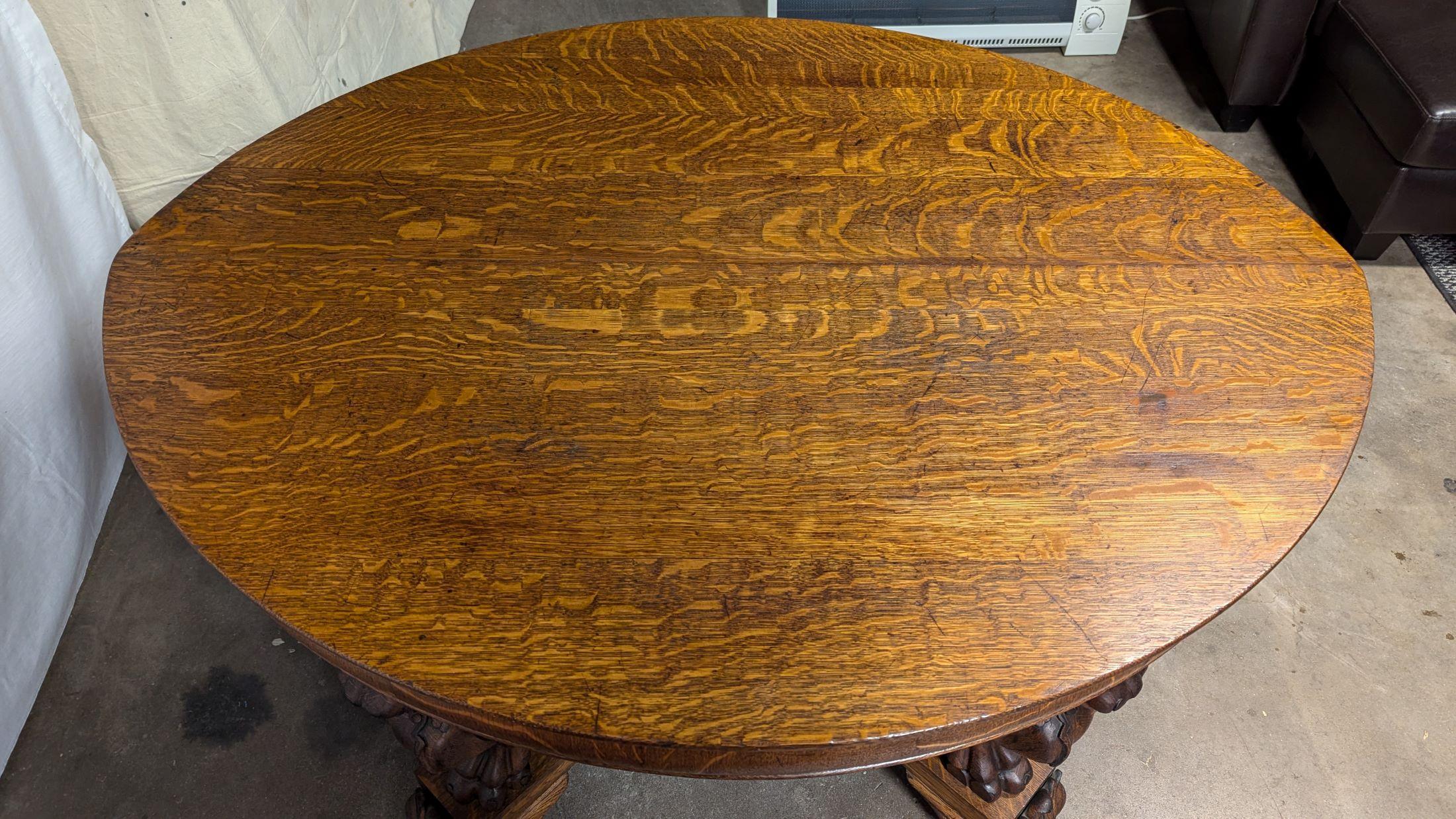 XIX secolo Tavolo Horner Griffin in Oak segato a un quarto di dollaro in vendita