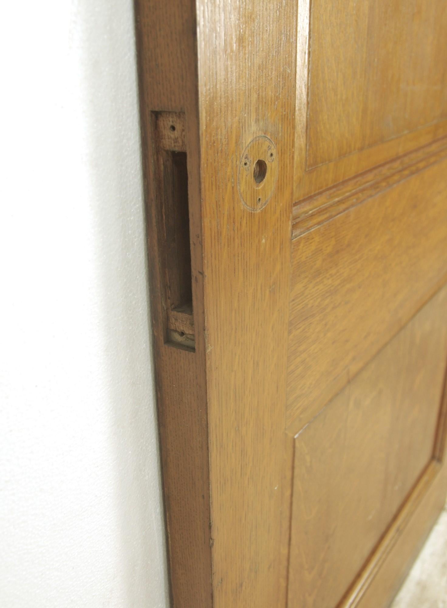 Quarter Sawn Oak Privacy Door with Two Panels from the 1940s 2