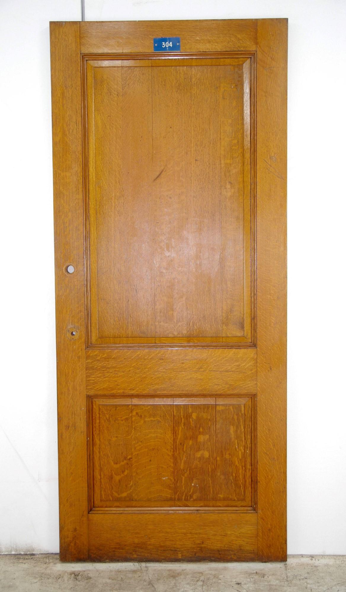 American Quarter Sawn Oak Privacy Door with Two Panels from the 1940s