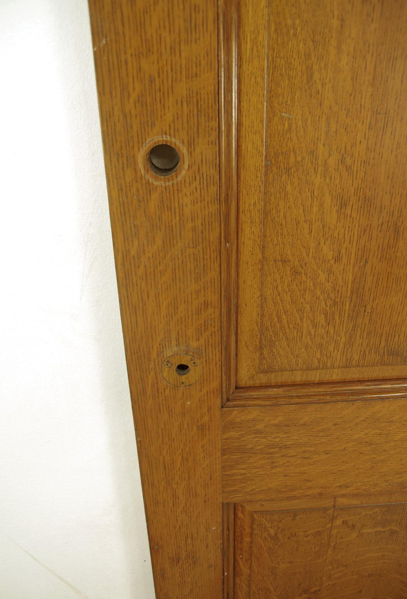 Mid-20th Century Quarter Sawn Oak Privacy Door with Two Panels from the 1940s