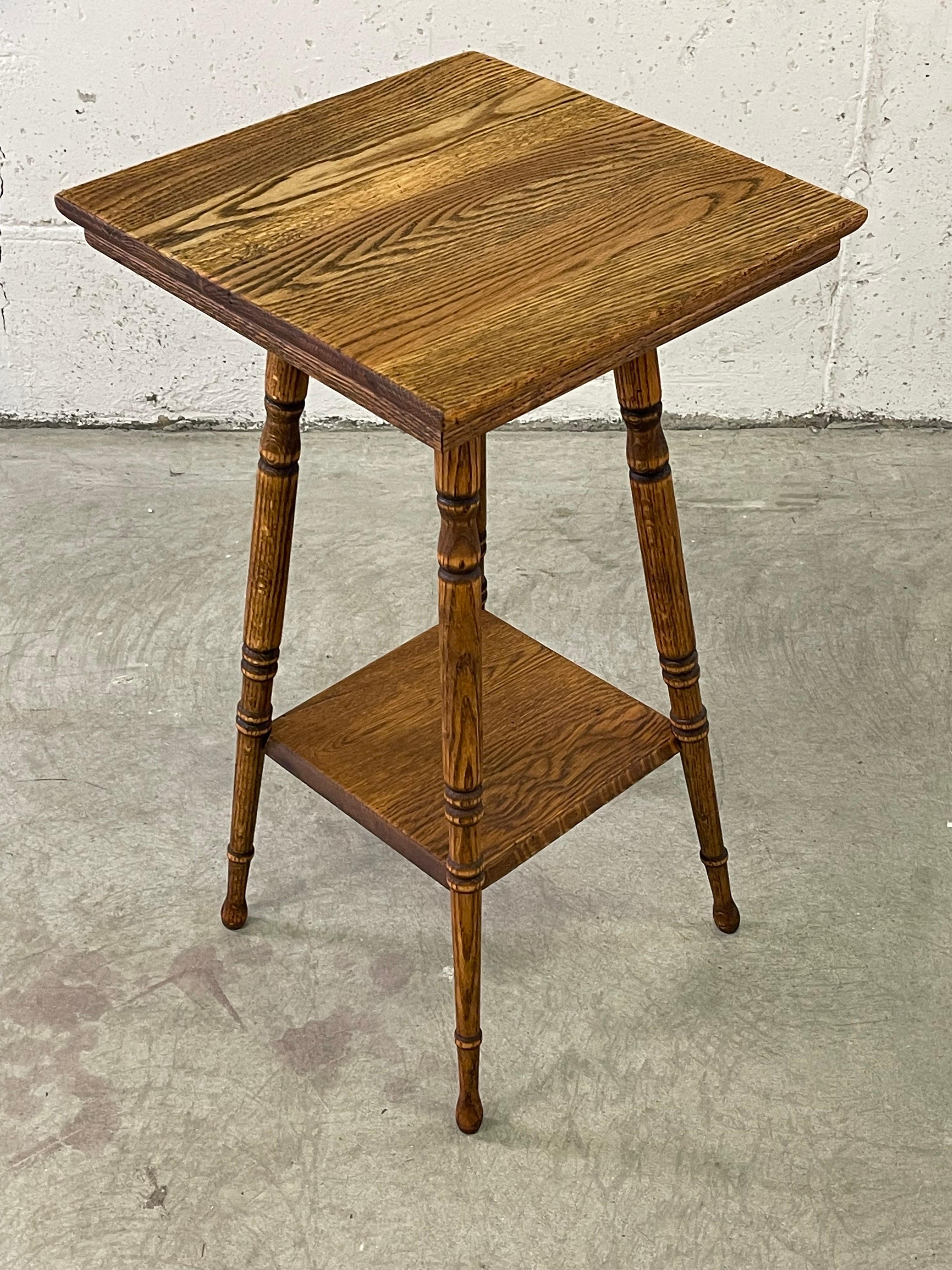 Rustic Quarter-Sawn Oak Side Table For Sale
