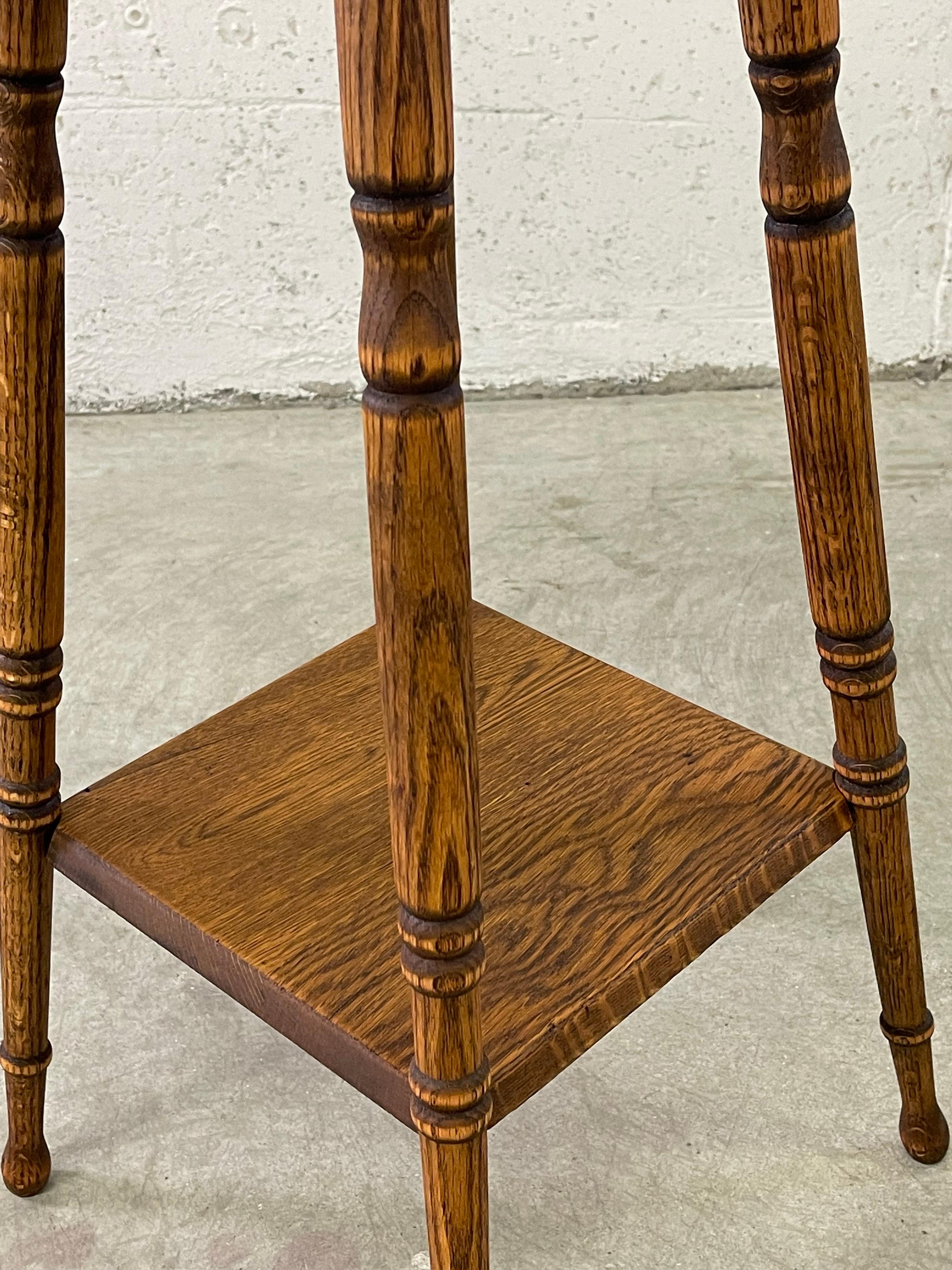 Wood Quarter-Sawn Oak Side Table For Sale