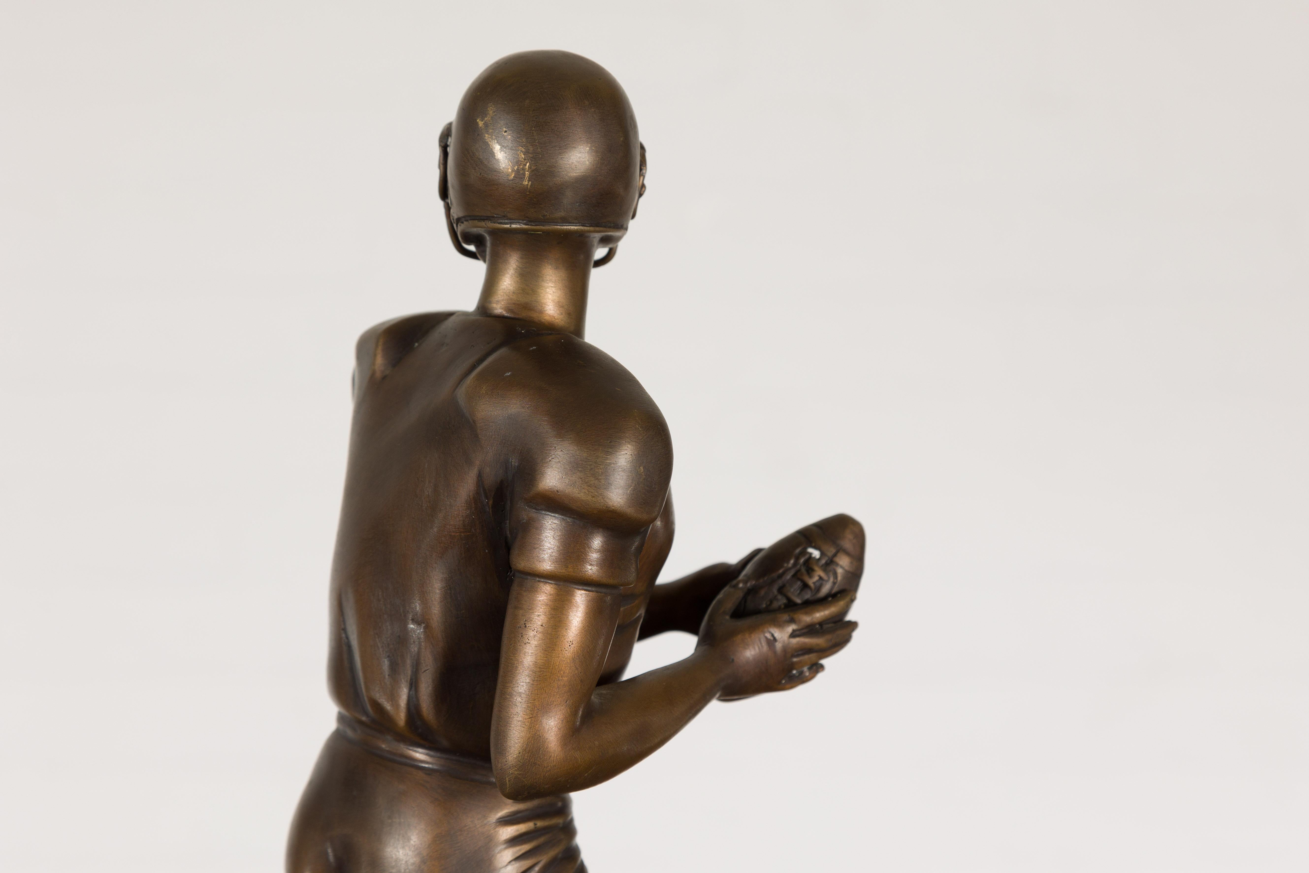 Quarterback Lost Wax Cast Bronze Statuette on Circular Base, Limited Edition For Sale 5