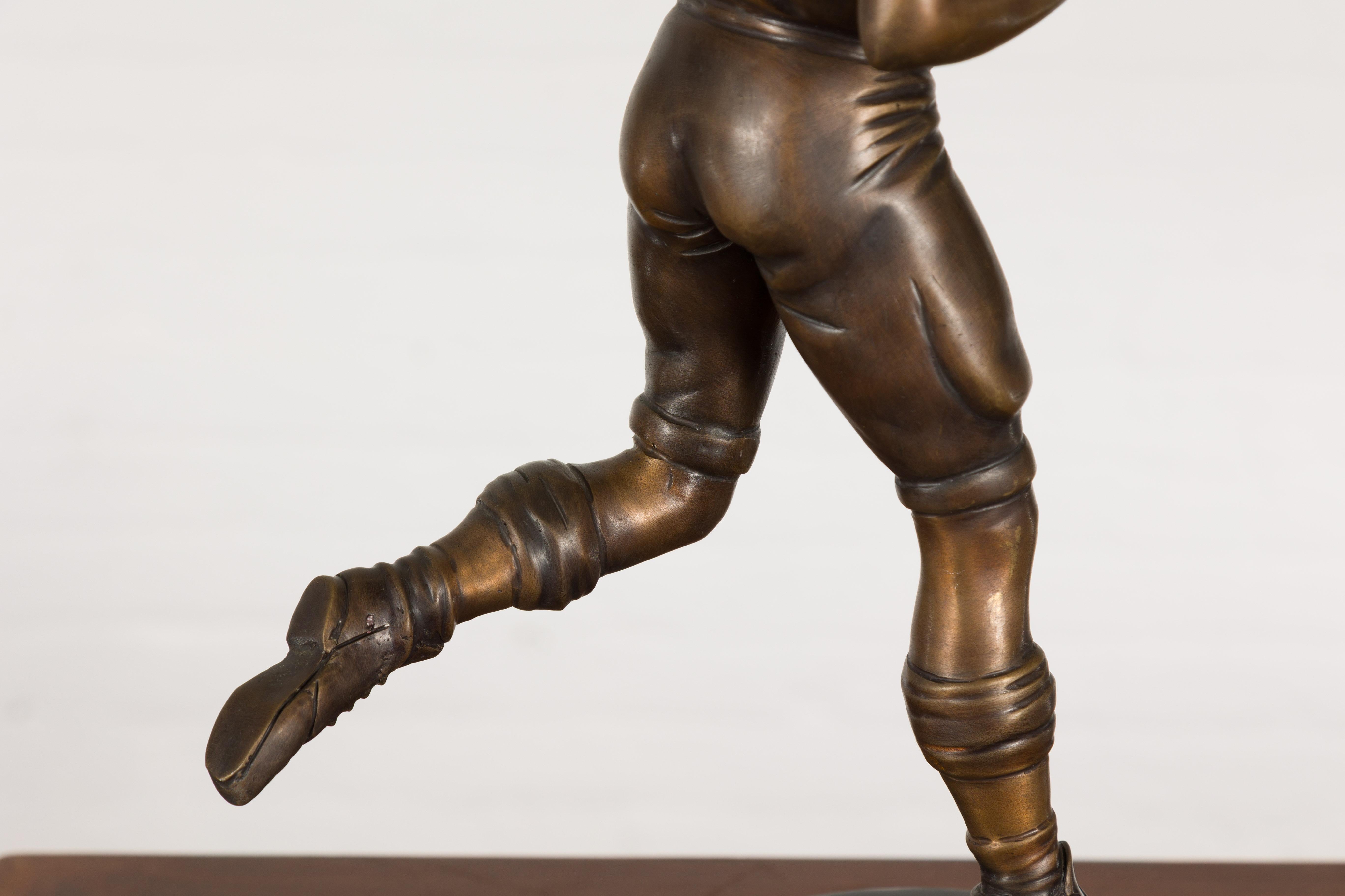 Quarterback Lost Wax Cast Bronze Statuette on Circular Base, Limited Edition For Sale 6