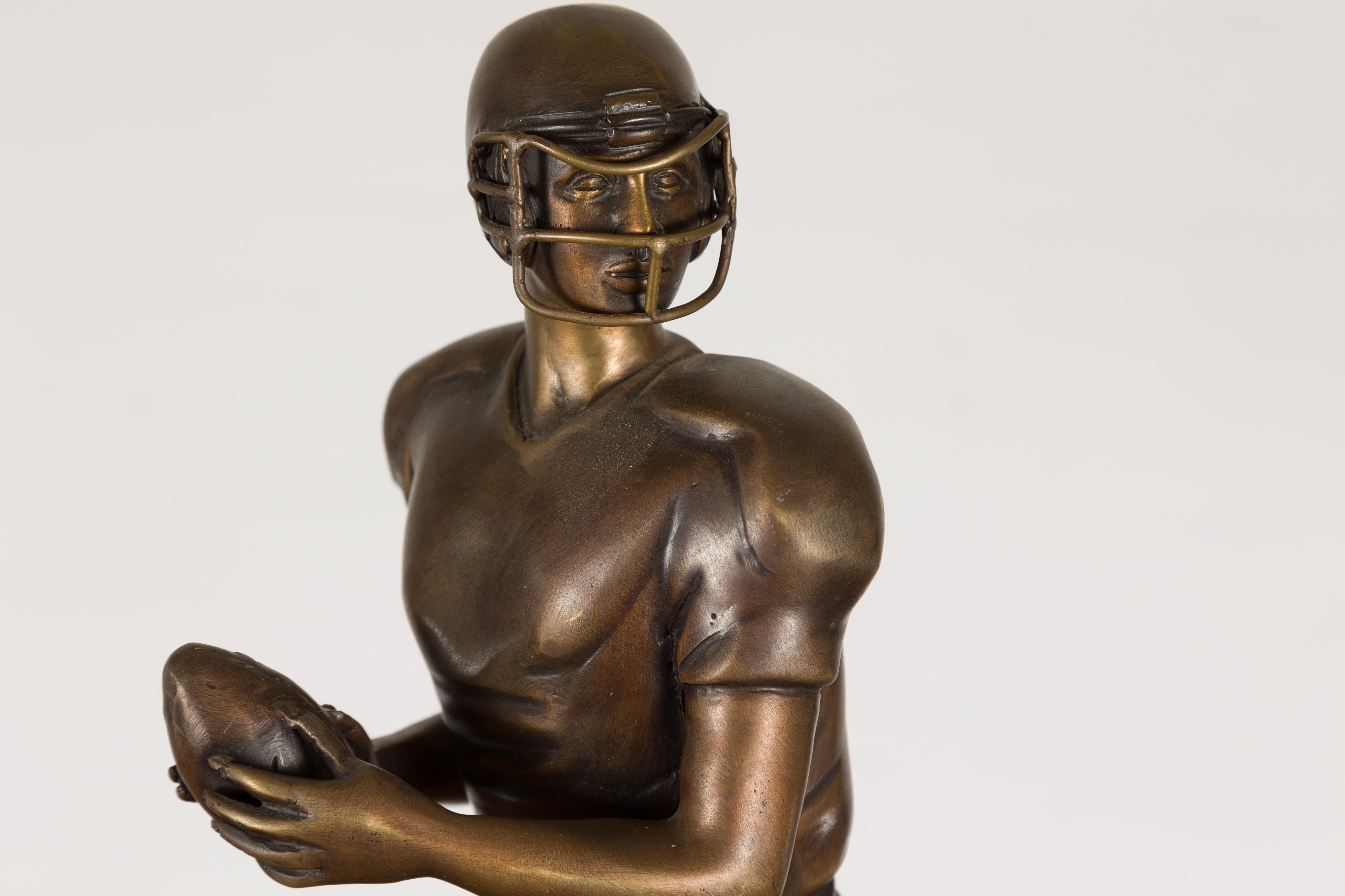 Quarterback Lost Wax Cast Bronze Statuette on Circular Base, Limited Edition For Sale 10