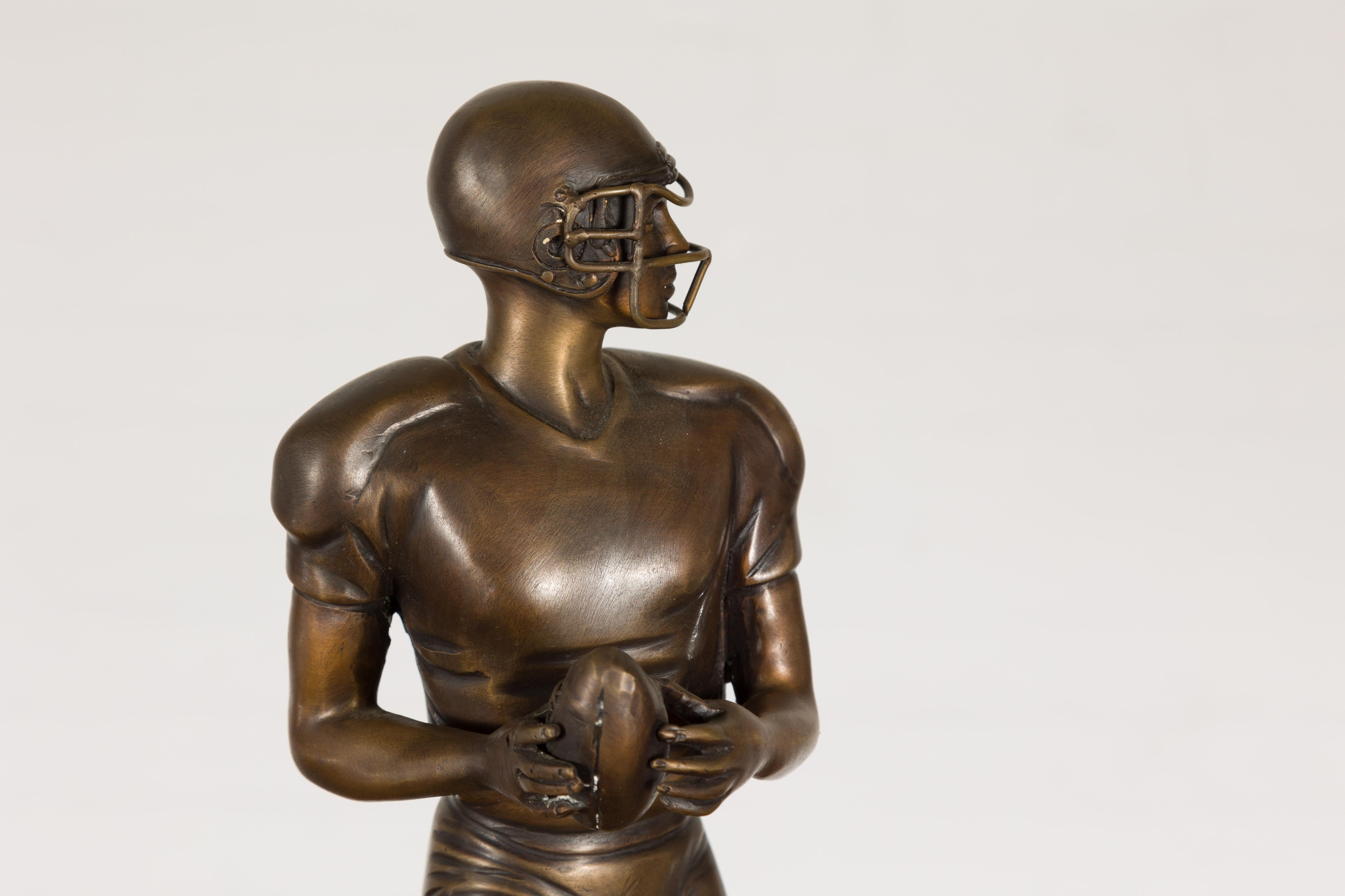 Quarterback Lost Wax Cast Bronze Statuette on Circular Base, Limited Edition In New Condition For Sale In Yonkers, NY