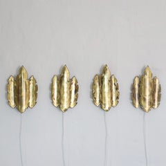 Quartet of Brass Wall Lamps by Svend Aage Holm Sorensen, 1960s, Denmark