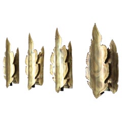 Quartet of Brass Wall Lamps by Svend Aage Holm Sorensen, 1960s, Denmark