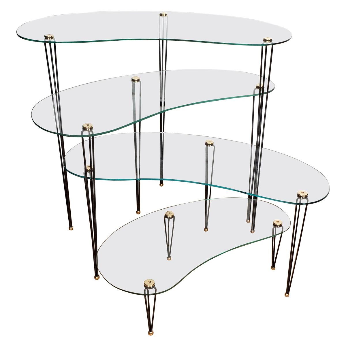 Quartet of Glass Kidney Shaped Tables