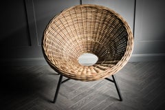 Quartet of Mid Century Wicker Tub Hole Chairs