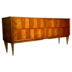 Quarti Mid Century Italian Four Doors Curved Front Sideboard