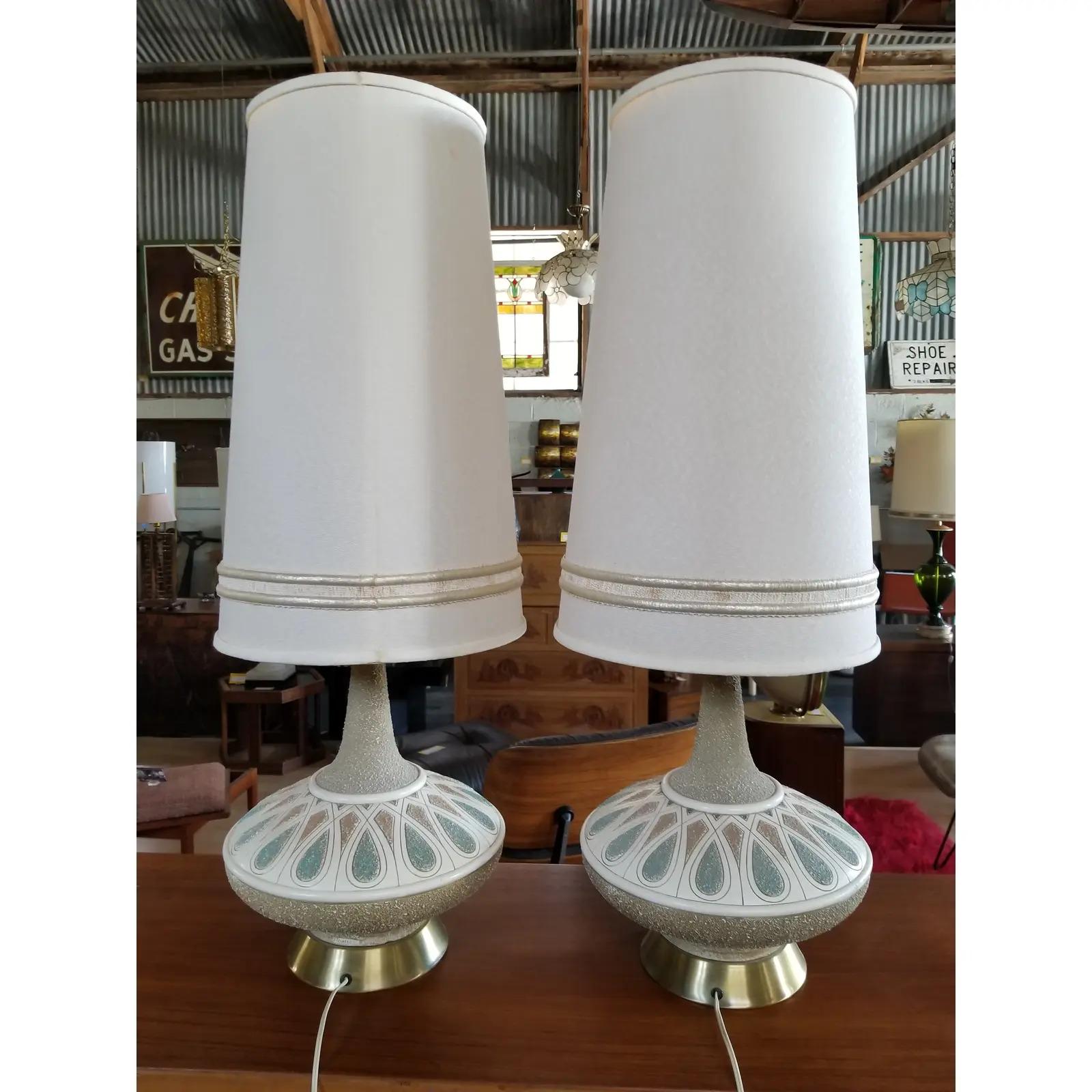 American Quartite Creations Mid-Century Modern Lamps, a Pair