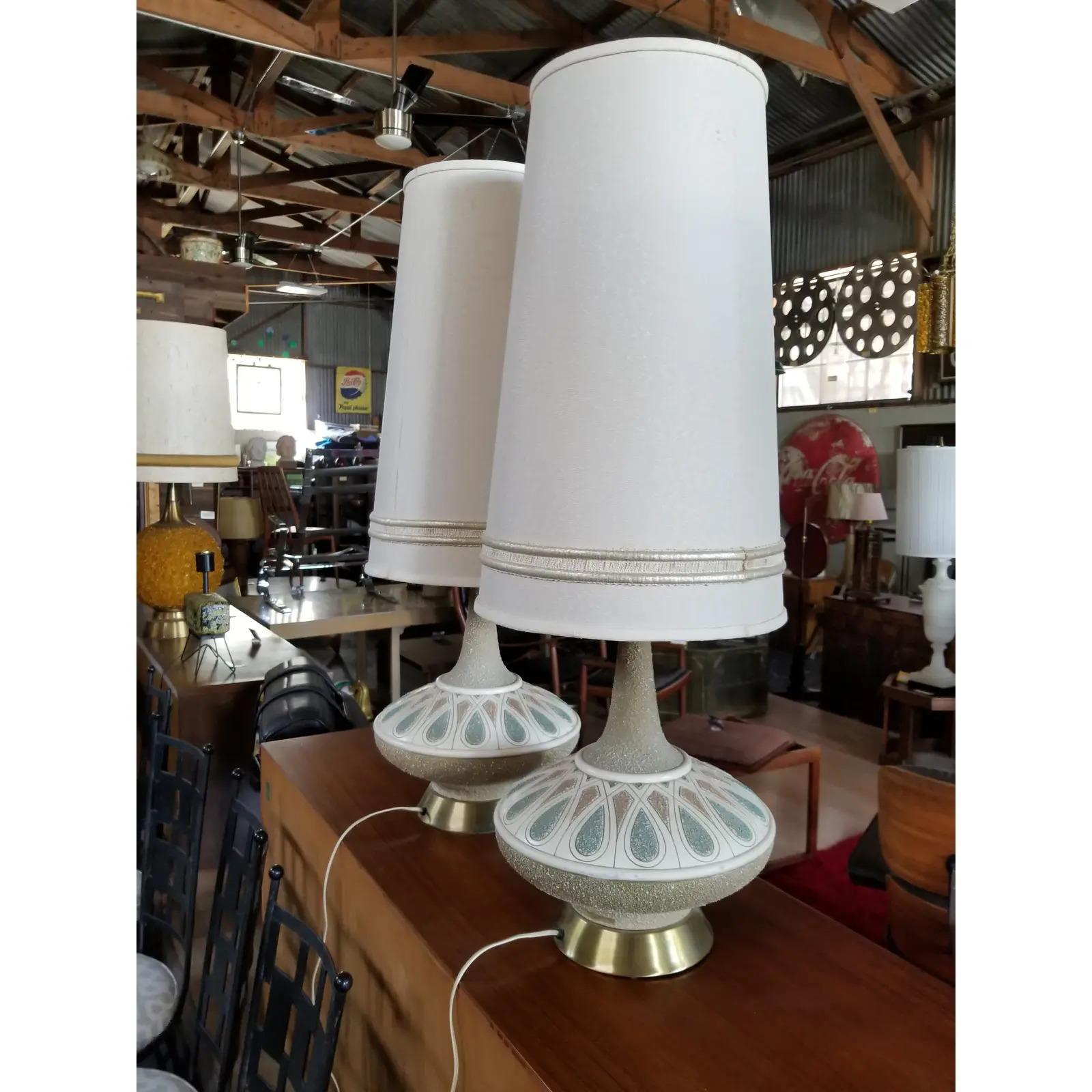 Painted Quartite Creations Mid-Century Modern Lamps, a Pair
